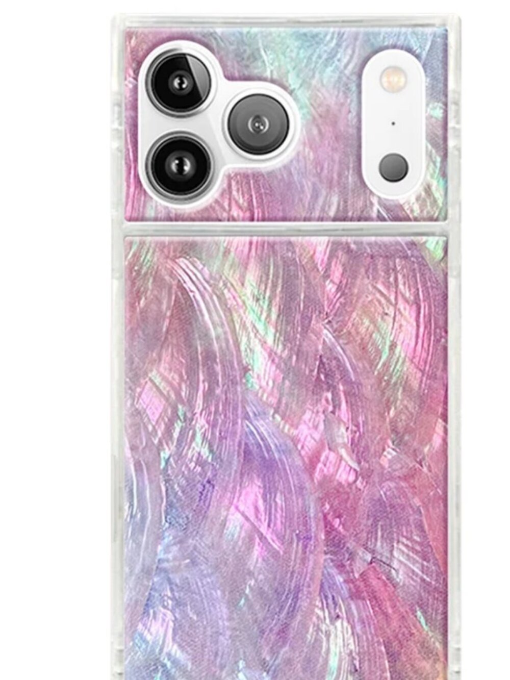 NEW Flaunt SQUARE Pink Mother of Pearl 17 Pro Max & 18 Pro Max Iphone Case